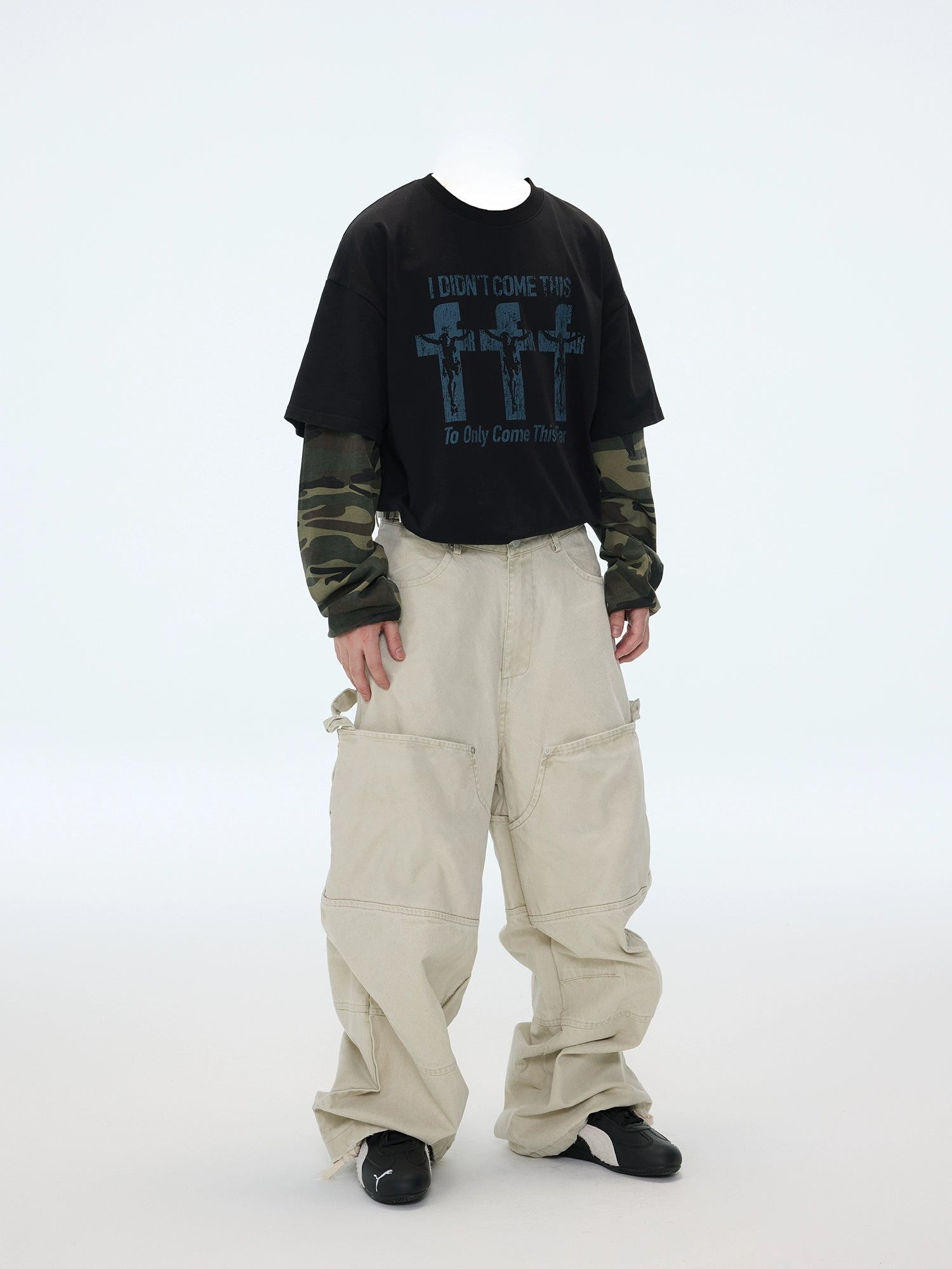 【ASTT】Cross Burst Camo Layered Tee