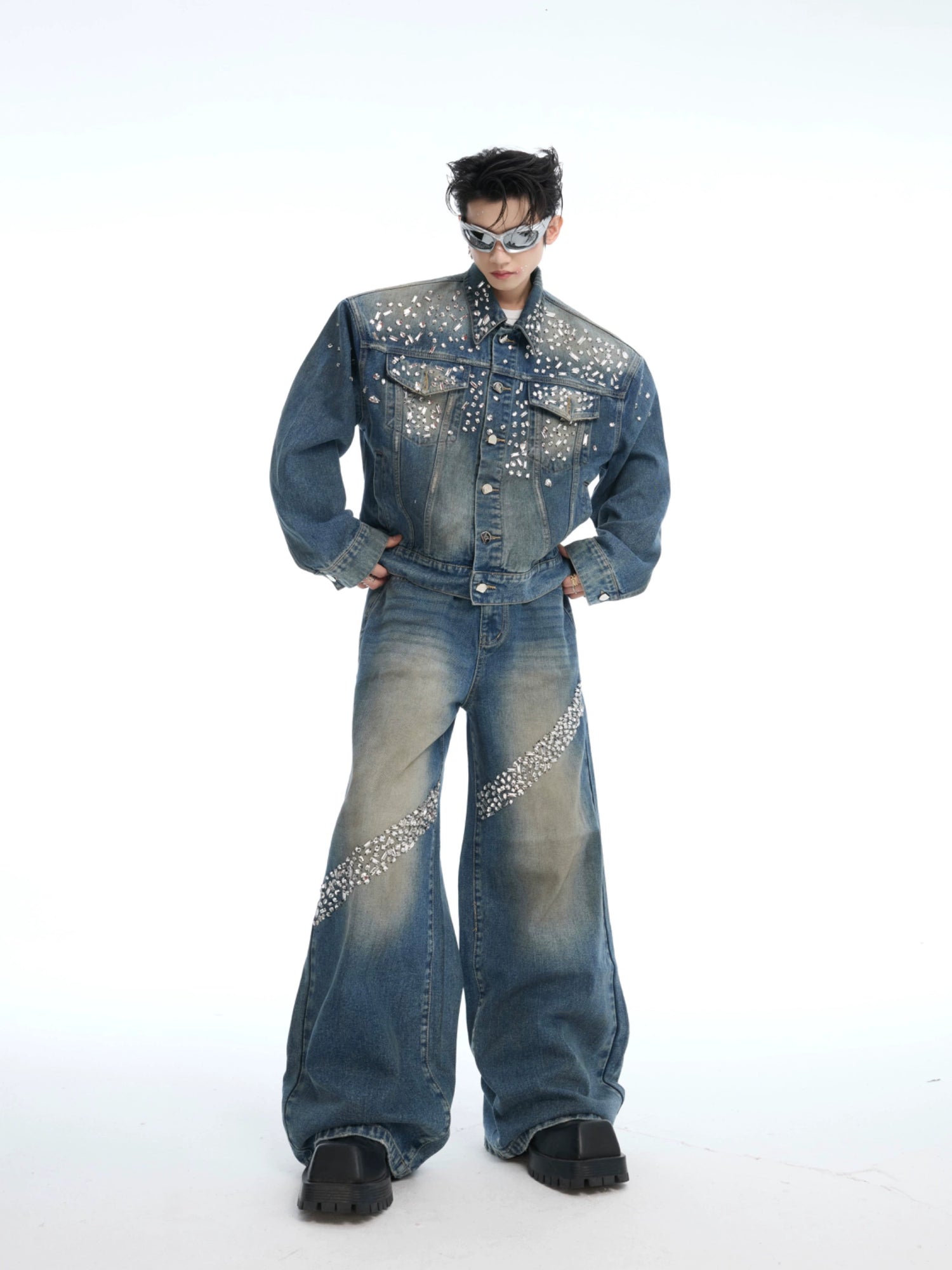 【ARGUECULTURE】Vintage Rhinestone Denim Pants