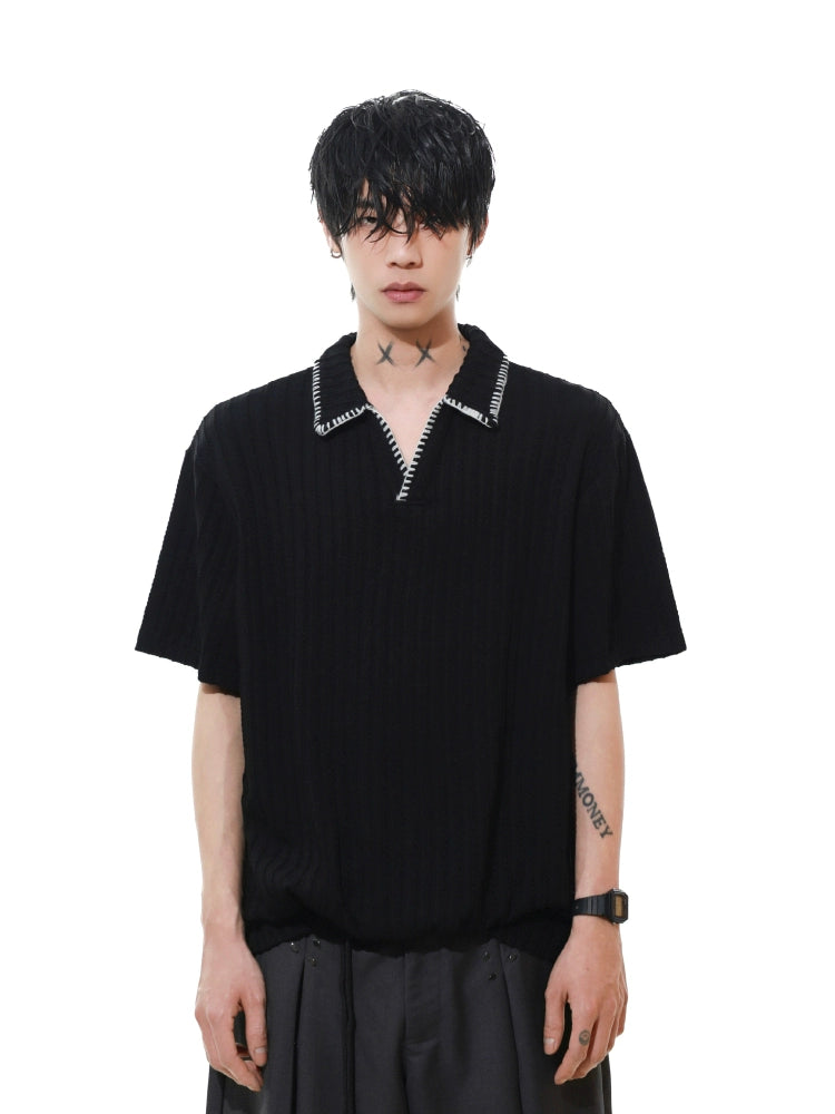 【MRNEARY】Stitch Lapel Polo