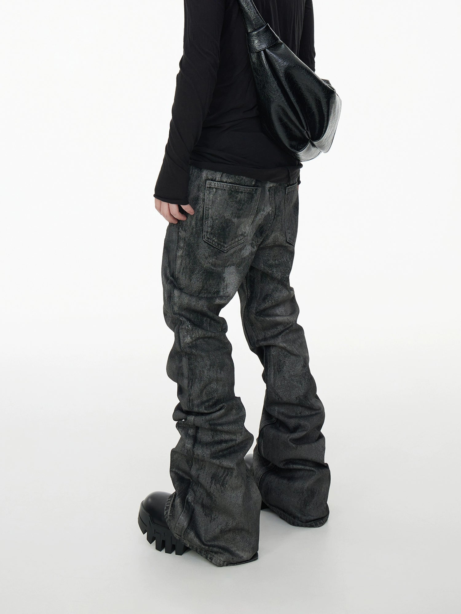 【ASTT】Hand-Coated Glitter Flare Jeans