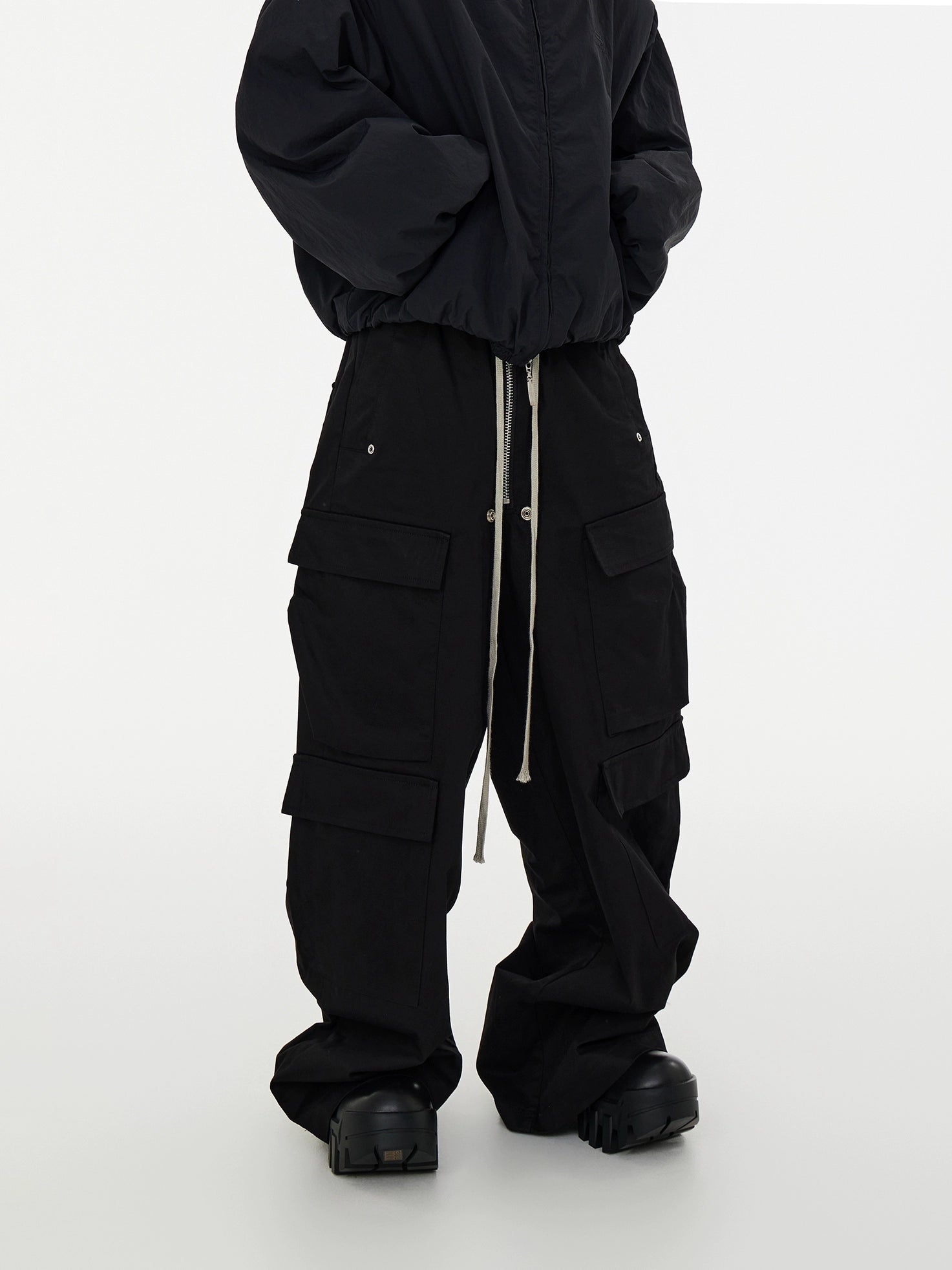 【ASTT】Dark Avant-Garde Drawstring Flare Cargo Pants