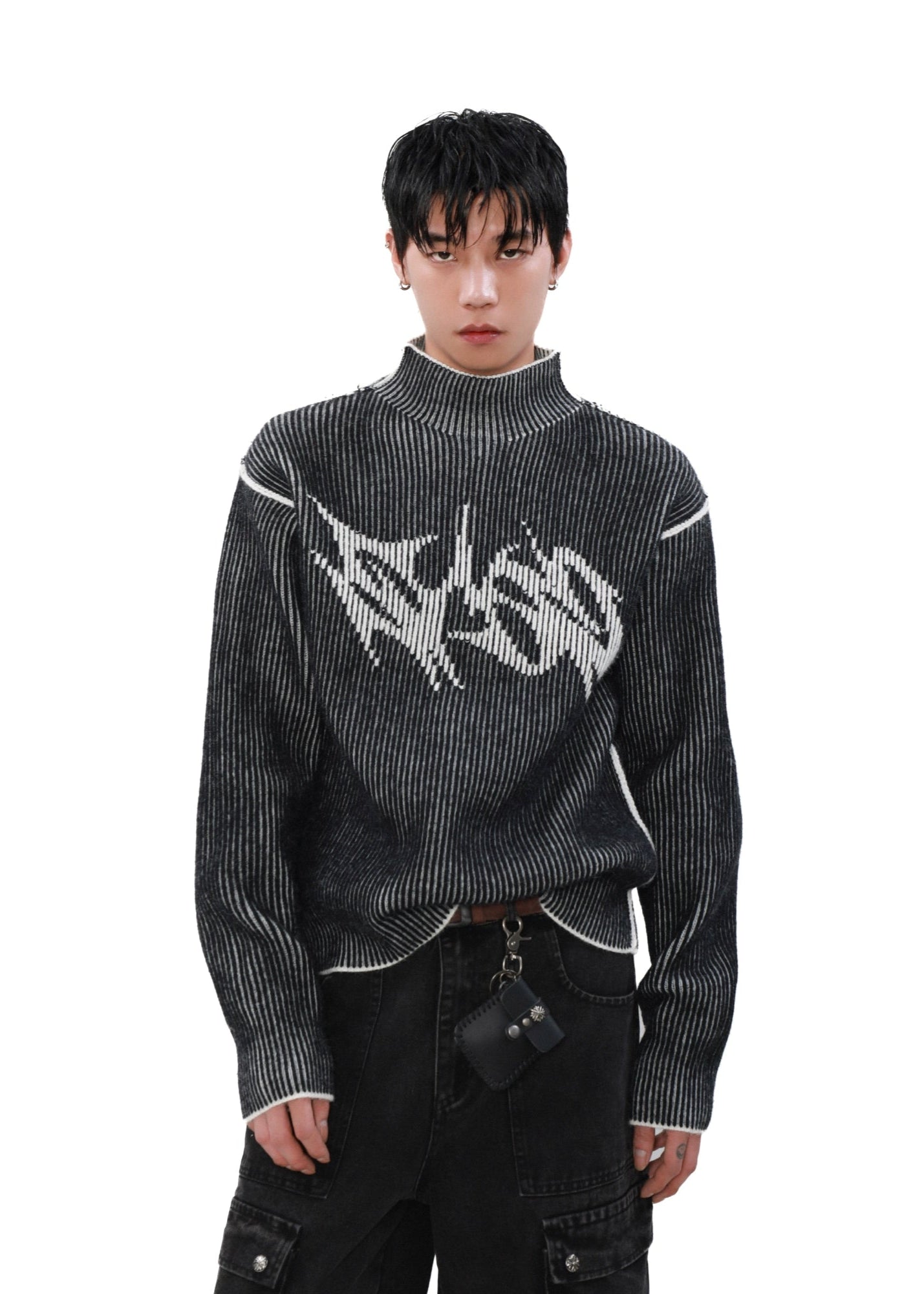 【MRNEARY】Double-Sided Stand Collar Knit