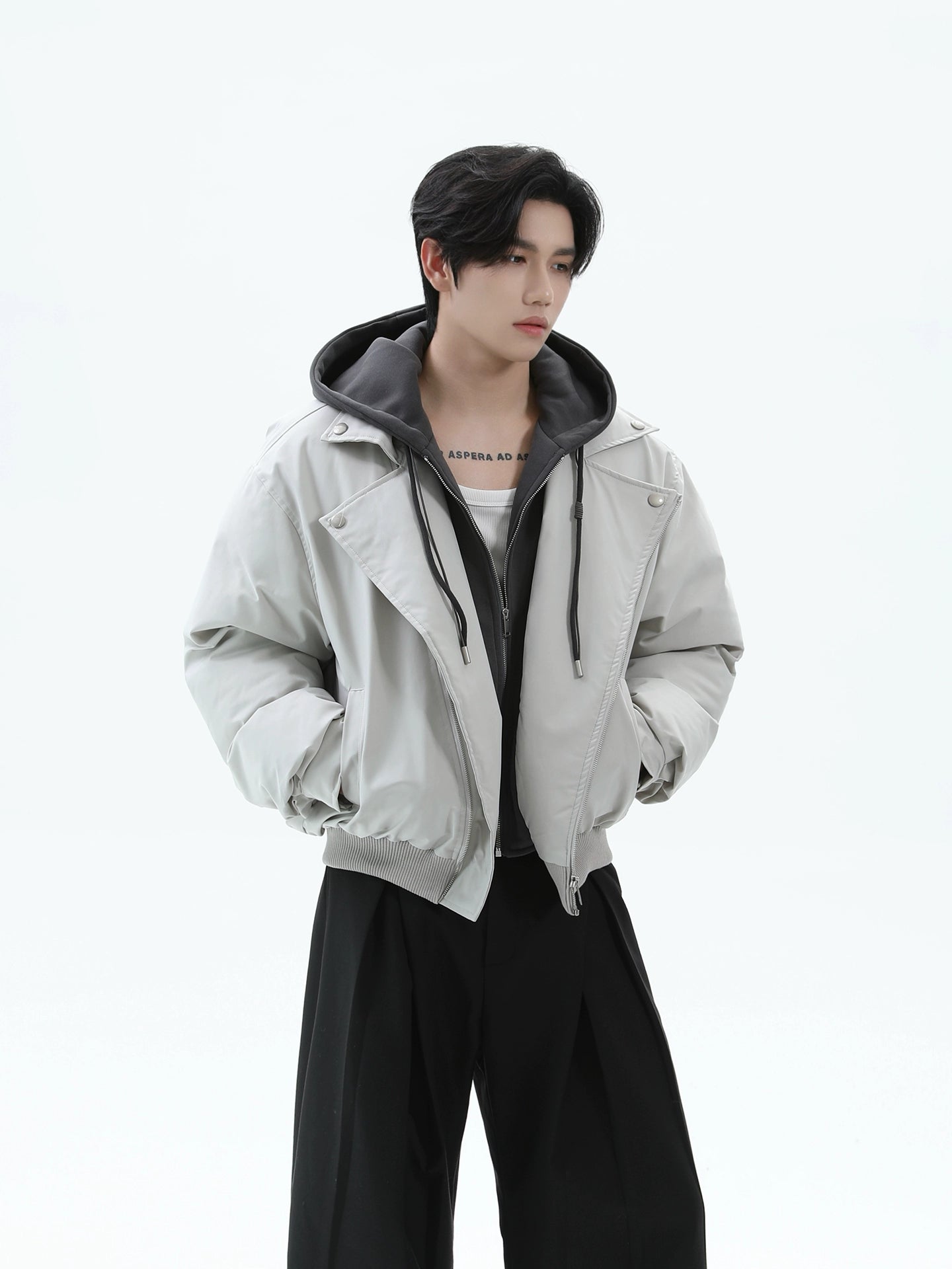 【TURNTIDE】Layered Hooded Padded Jacket