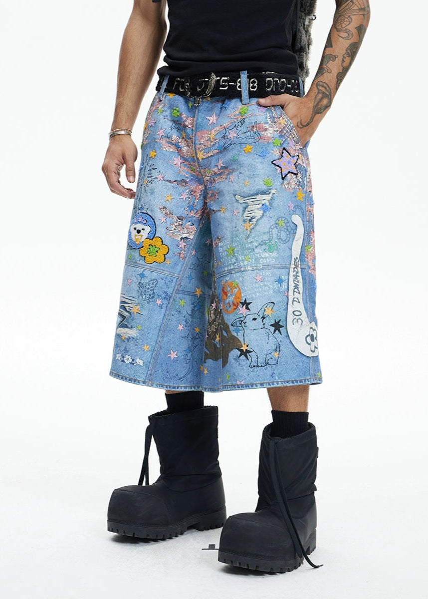 【DND4DES】Comic Pop Denim Shorts