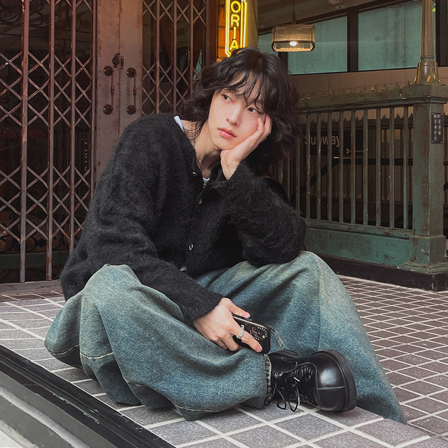 【MRCYC】Faux Mink Knit Cardigan