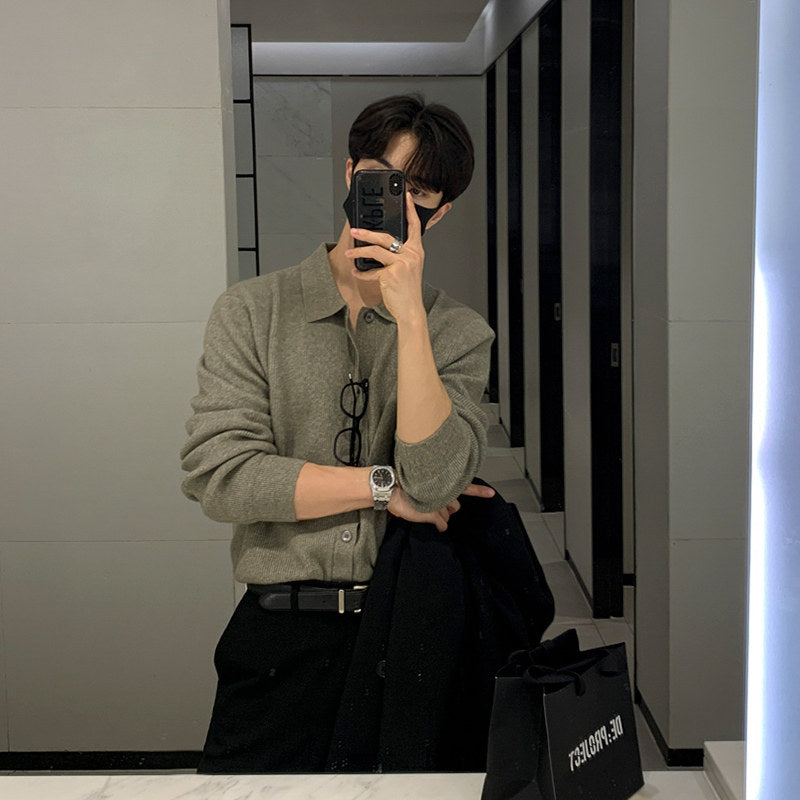 【MRCYC】Korean Mature Knit Polo Cardigan