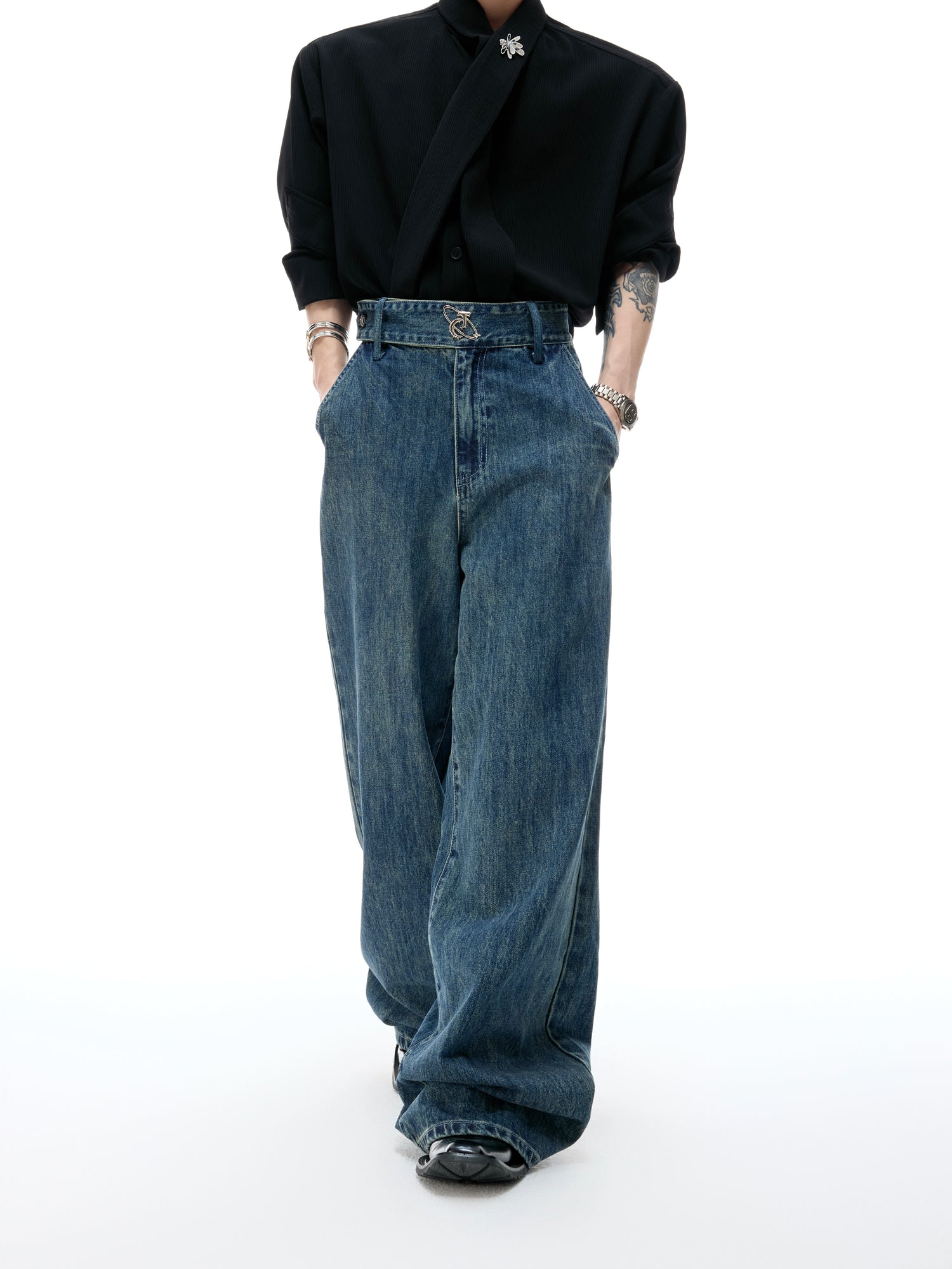【ARGUECULTURE】Infinite Washed Wide-Leg Jeans