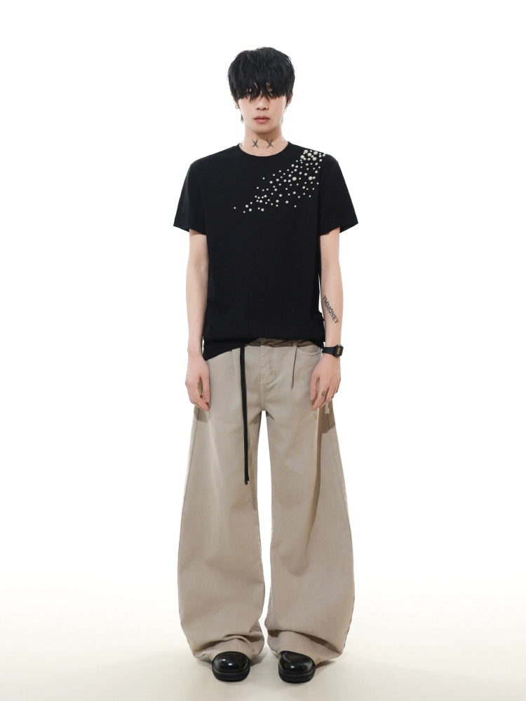 【MRNEARY】 Heavy Pearl Shoulder Tee