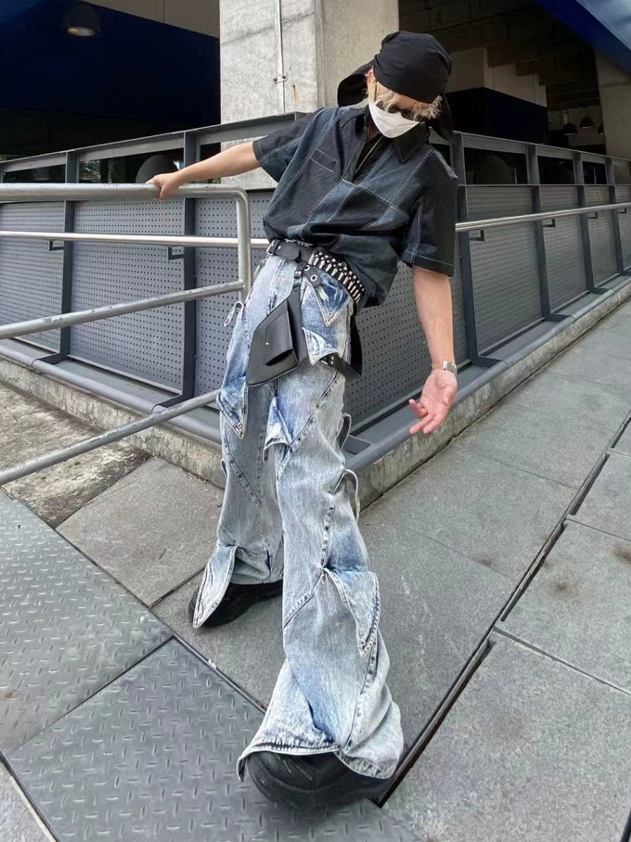 DND4DES 左元杰同款小众朋克哥特暗黑金属子弹牛仔裤潮流腰带皮带