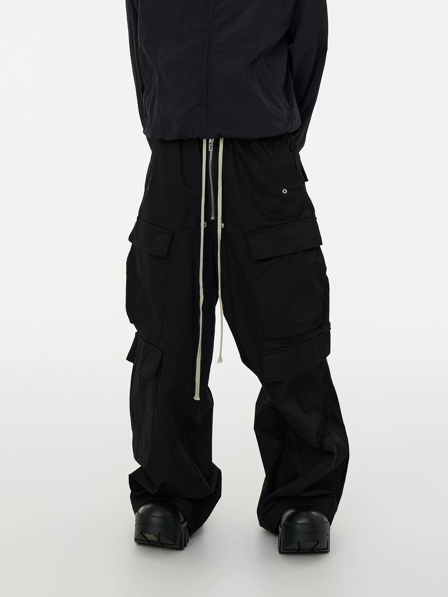 【ASTT】Dark Avant-Garde Drawstring Flare Cargo Pants